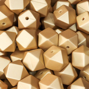 Metallic Gold Hexagon Beads | silicone beads