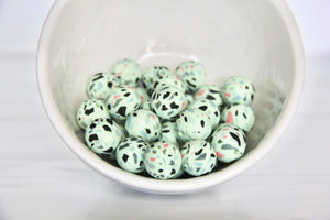 Mint Terrazzo Printed Beads | silicone beads