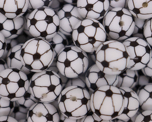 15MM Soccer Ball Printed Beads