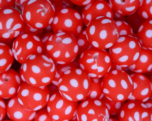 Red Polkadot Printed Beads | silicone beads